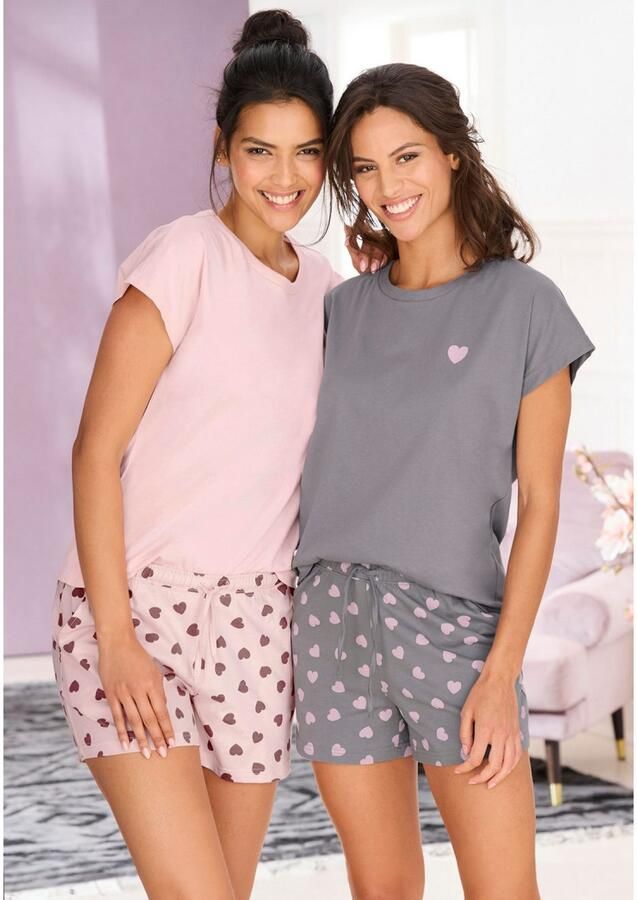 Vivance Dreams Shortama met schattig hartjespatroon (voordeelset 4-delig) - Foto 6