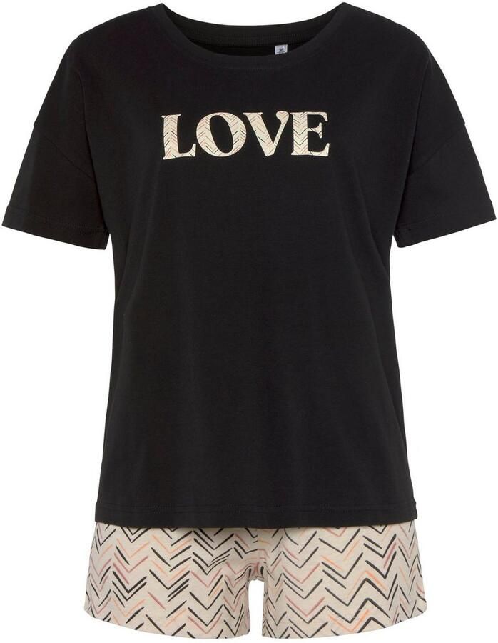 Vivance Dreams Shortama met schilderachtig visgraatpatroon (set 2-delig)