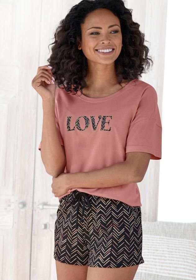 Vivance Dreams Shortama met schilderachtig visgraatpatroon (set 2-delig) - Foto 4