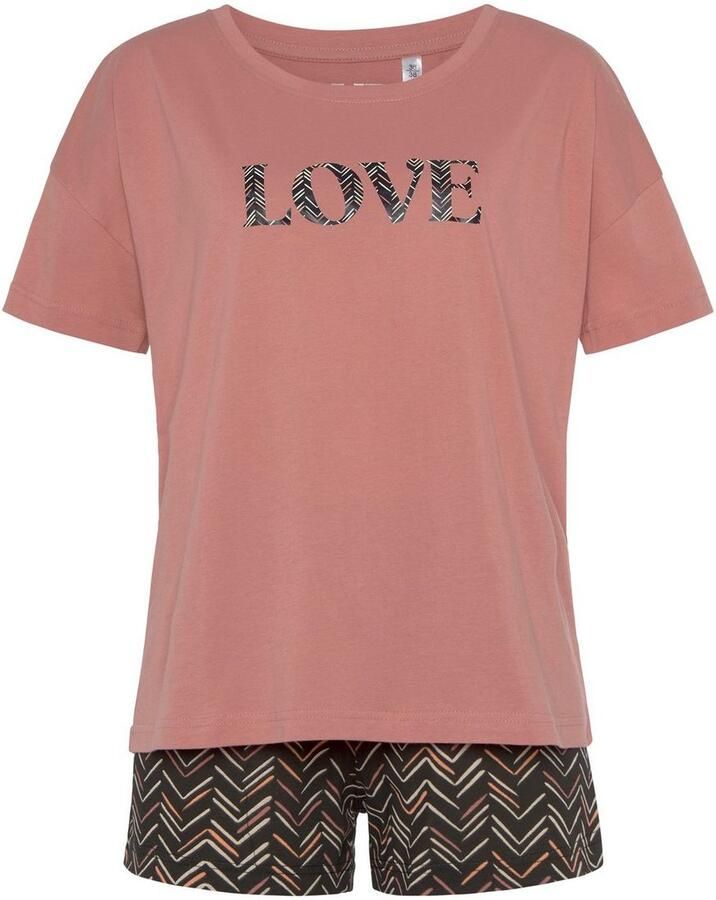 Vivance Dreams Shortama met schilderachtig visgraatpatroon (set 2-delig)