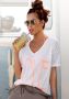 Vivance Shirt met V-hals met neon print t-shirt strandshirt in losse pasvorm - Thumbnail 1