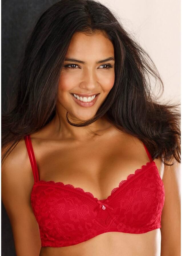 Vivance Bh met steuncups van kant met een kussende mond look in een modieuze balconnete look lingerie