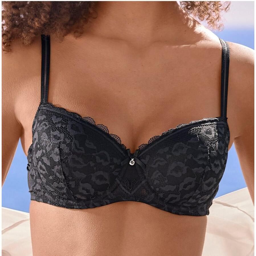 Vivance Bh met steuncups van kant in leo-look in een modieuze balconnet-snit lingerie