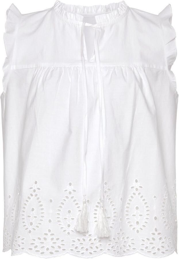 Vivance Blouse met korte mouwen met broderie anglaise en v-hals blousetop zomers - Foto 5