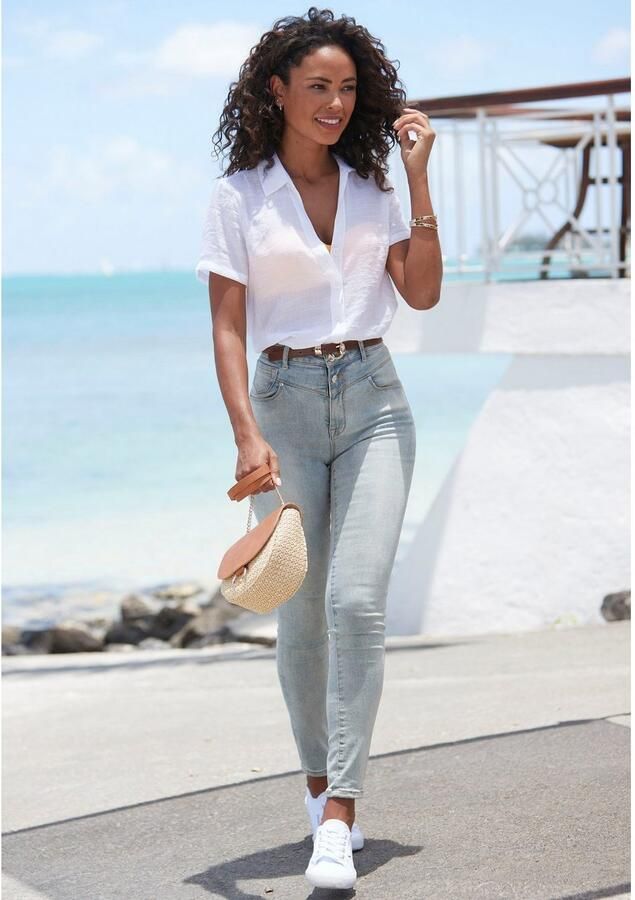 Vivance Blouse met korte mouwen met hemdkraag en knoopsluiting hemdblouse strandmode - Foto 3