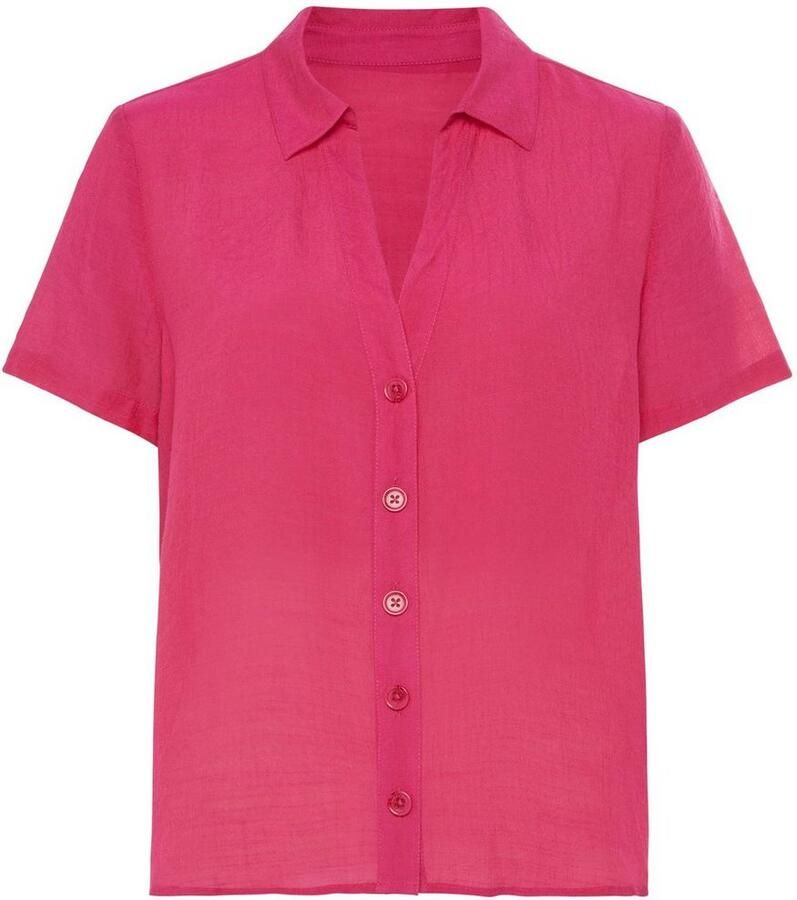 Vivance Blouse met korte mouwen met hemdkraag en knoopsluiting hemdblouse strandmode