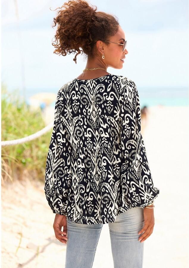 Vivance Blouse met lange mouwen met ballonmouwen luchtige tuniek met losse snit boho-stijl - Foto 4