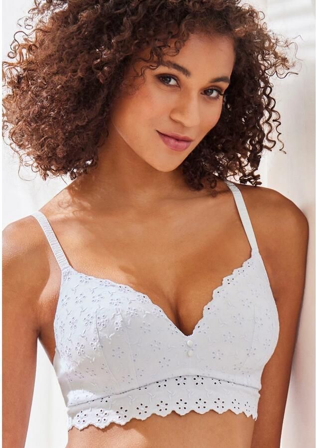 Vivance Bralette-bh zonder beugel van zachte katoen met gaatjes borduursel lingerie - Foto 2