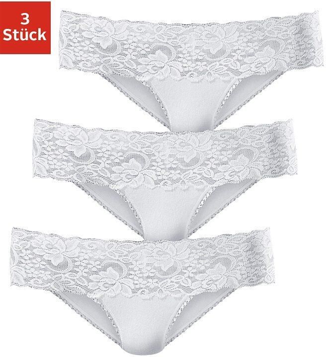 Vivance Brazilian slip van elastische katoen met florale kant (3 stuks) - Foto 4