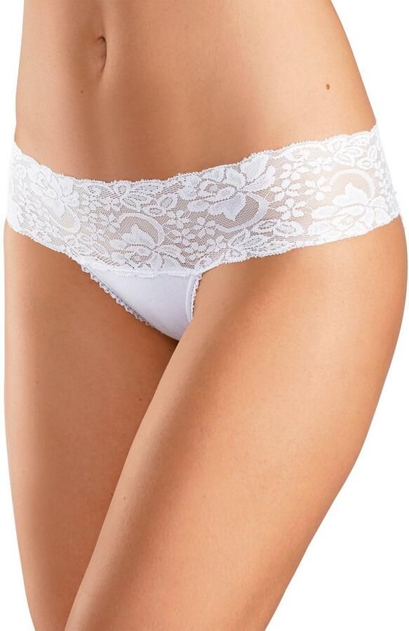Vivance Brazilian slip van elastische katoen met florale kant (3 stuks) - Foto 3