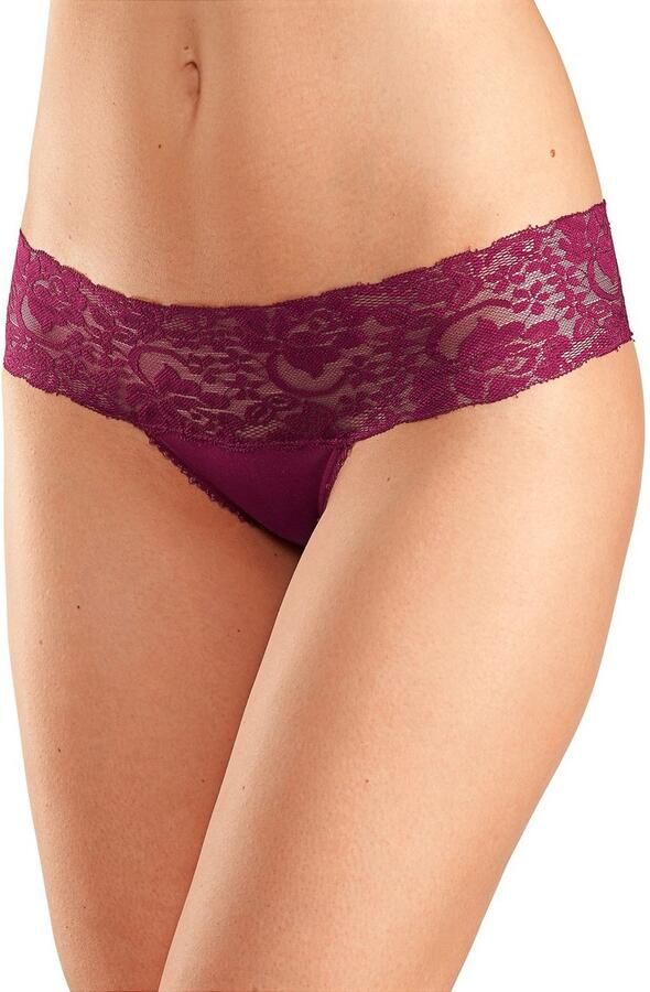 Vivance Brazilian slip van elastische katoen met florale kant (3 stuks) - Foto 3