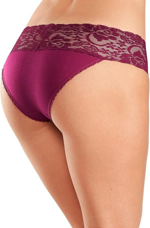 Vivance Brazilian slip van elastische katoen met florale kant (3 stuks) - Foto 2