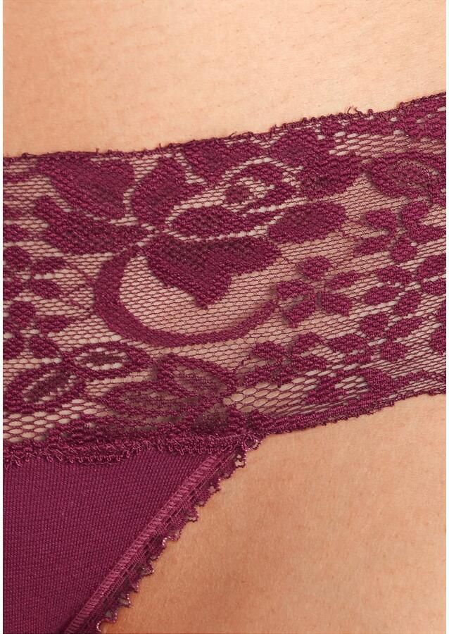 Vivance Brazilian slip van elastische katoen met florale kant (3 stuks)