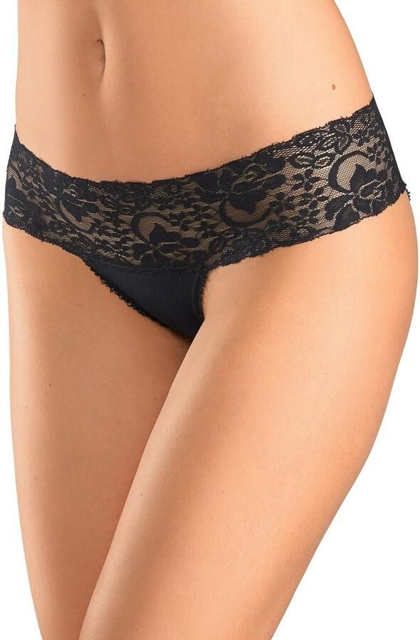 Vivance Brazilian slip van elastische katoen met florale kant (3 stuks) - Foto 3