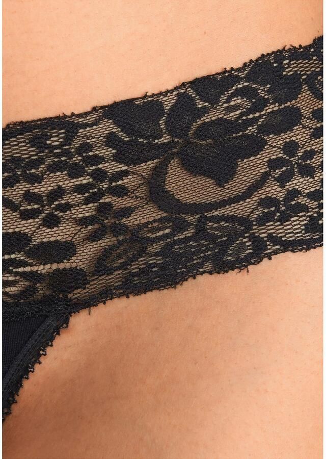 Vivance Brazilian slip van elastische katoen met florale kant (3 stuks)