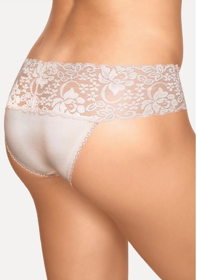 Vivance Brazilian slip van elastische katoen met florale kant (3 stuks) - Foto 2