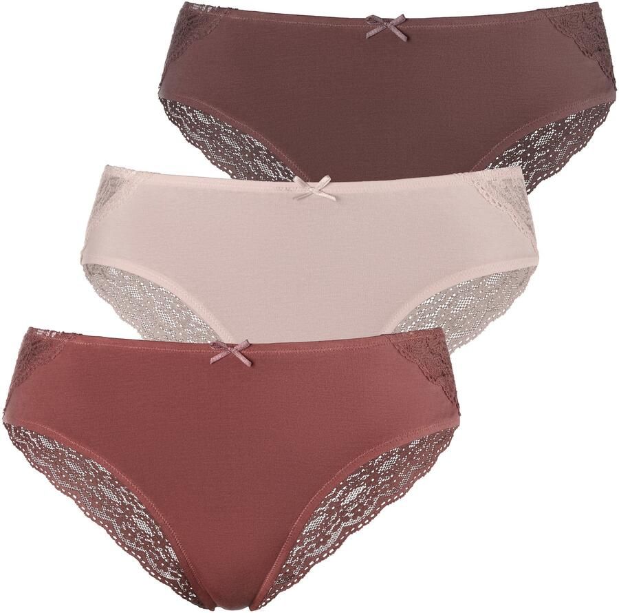 Vivance Brazilian slip van elastische katoen met florale kant (3 stuks) - Foto 5