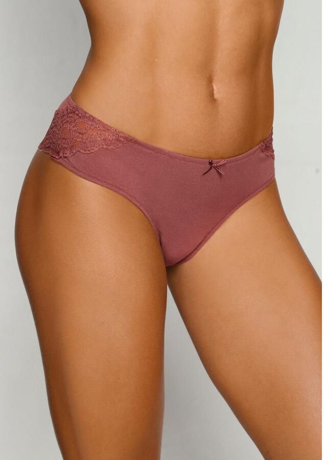 Vivance Brazilian slip van elastische katoen met florale kant (3 stuks) - Foto 2