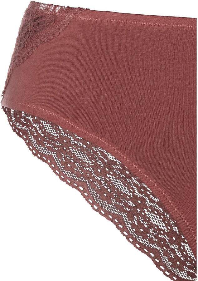 Vivance Brazilian slip van elastische katoen met florale kant (3 stuks)