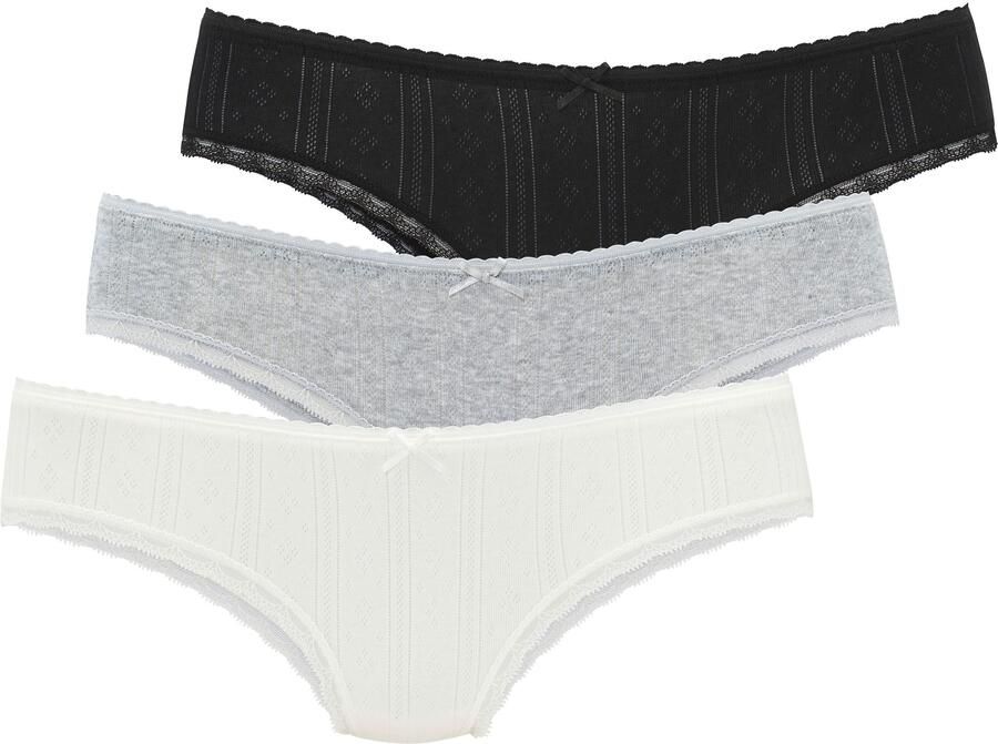 Vivance Brazilian slip van zacht pointelle-breisel met kant (Set van 3) - Foto 6