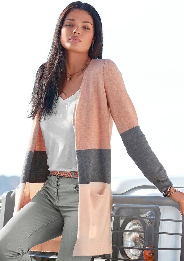 Vivance Cardigan met colorblock-look en zakken lange cardigan - Foto 6