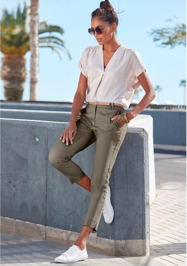 Vivance Chino in klassieke basic pasvorm stoffen broek business look (Met riem in leer-look) - Foto 5