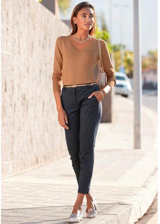 Vivance Chino in klassieke basic pasvorm stoffen broek business look (Met riem in leer-look) - Foto 2