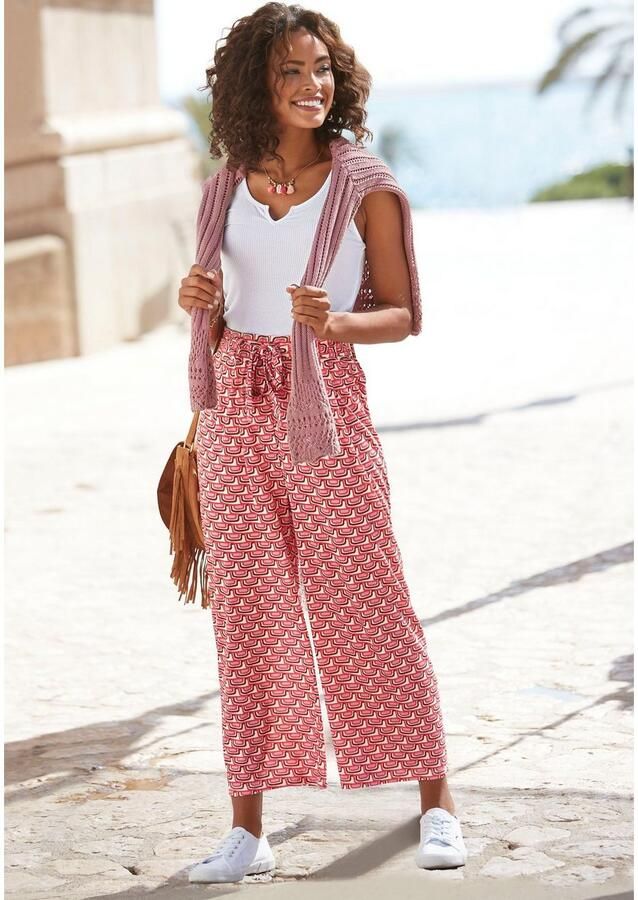 Vivance Culotte met retro-print lichte jerseybroek zomerbroek (Met een bindceintuur) - Foto 3