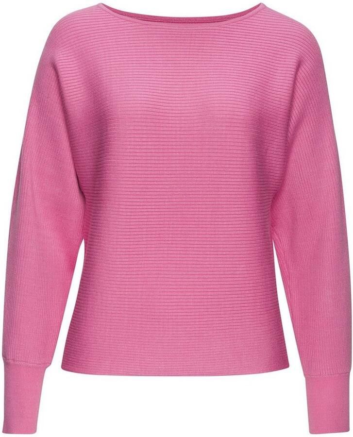 Vivance Gebreide trui met u-boot halslijn vleermuismouwen strepenlook oversized