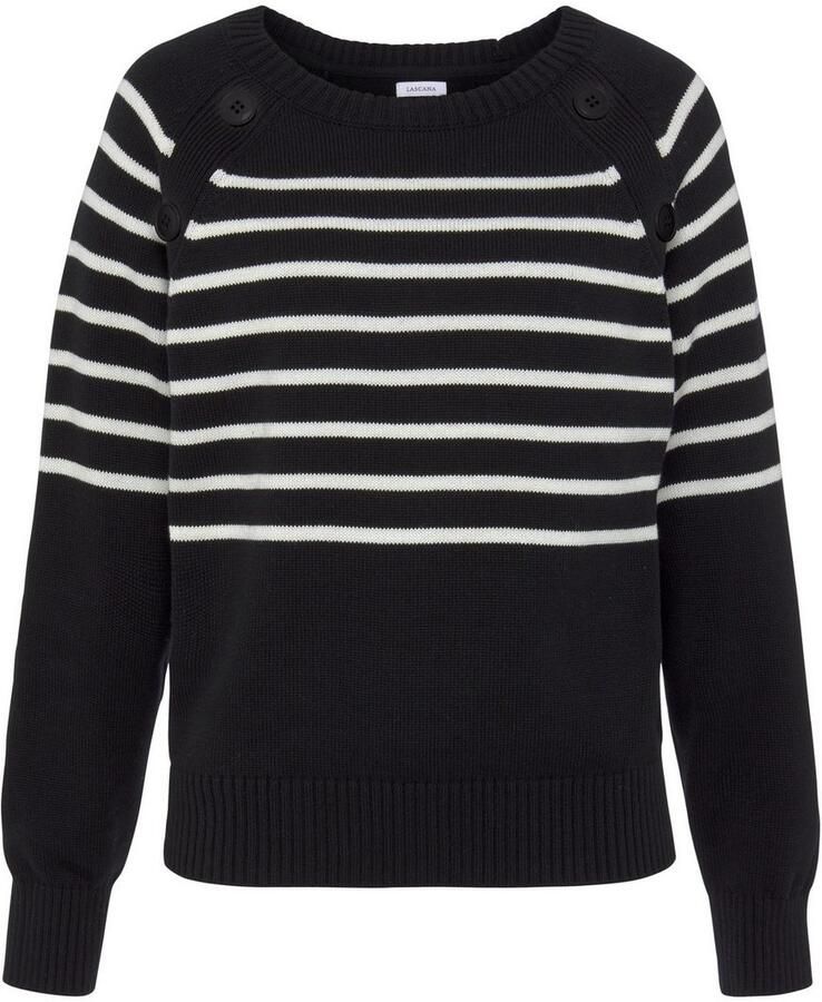 Vivance Gestreepte trui met sierknopen strepenlook gebreide trui modieus