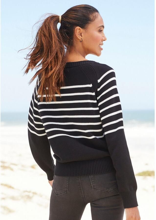 Vivance Gestreepte trui met sierknopen strepenlook gebreide trui modieus - Foto 3