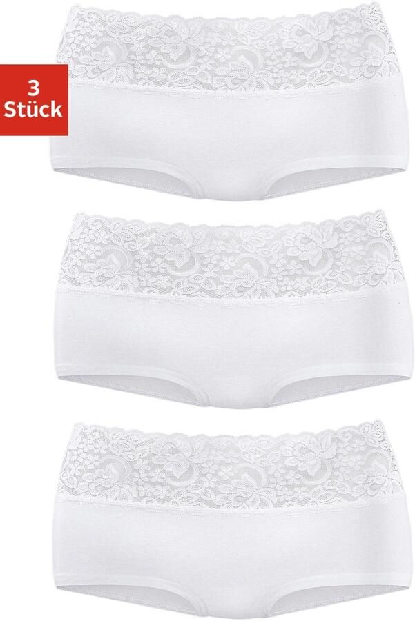 Vivance Hipster van elastische katoen met florale kant (3 stuks) - Foto 4