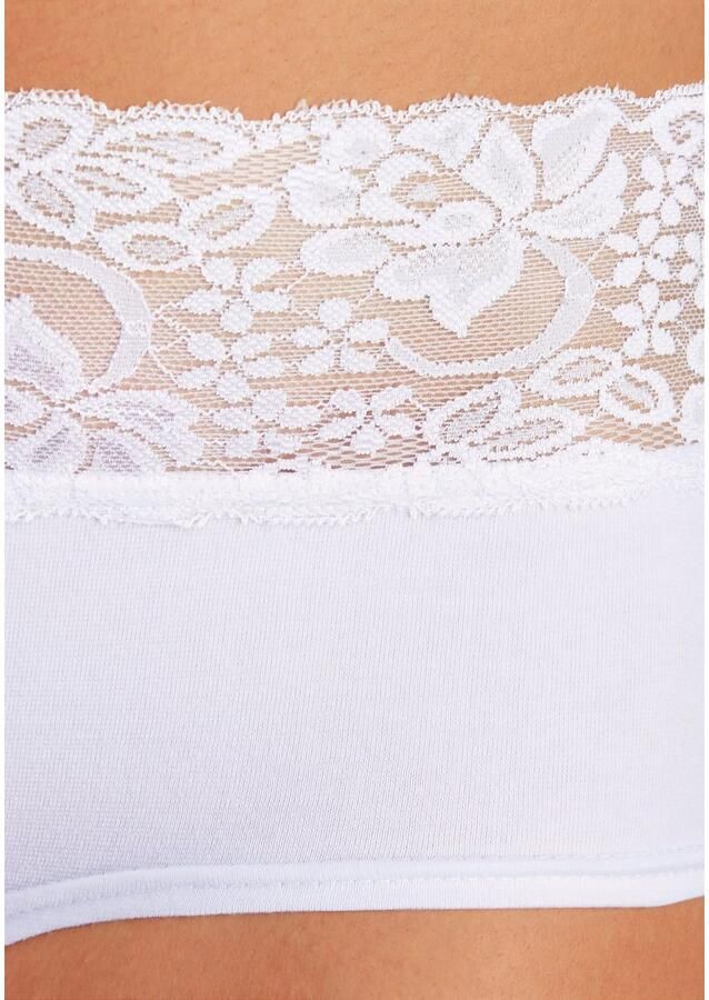 Vivance Hipster van elastische katoen met florale kant (3 stuks)