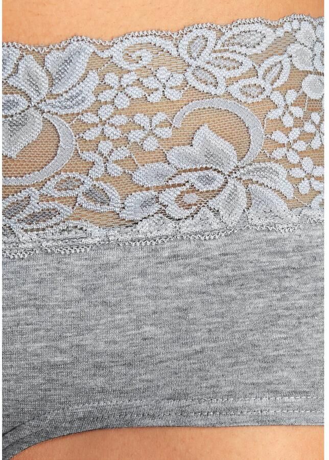 Vivance Hipster van elastische katoen met florale kant (3 stuks)