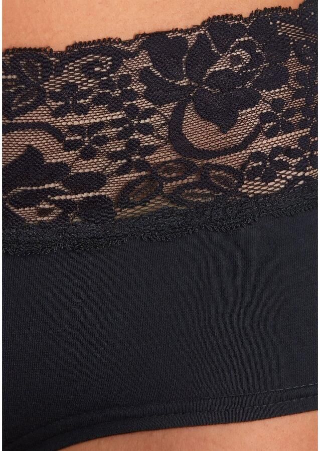 Vivance Hipster van elastische katoen met florale kant (3 stuks)