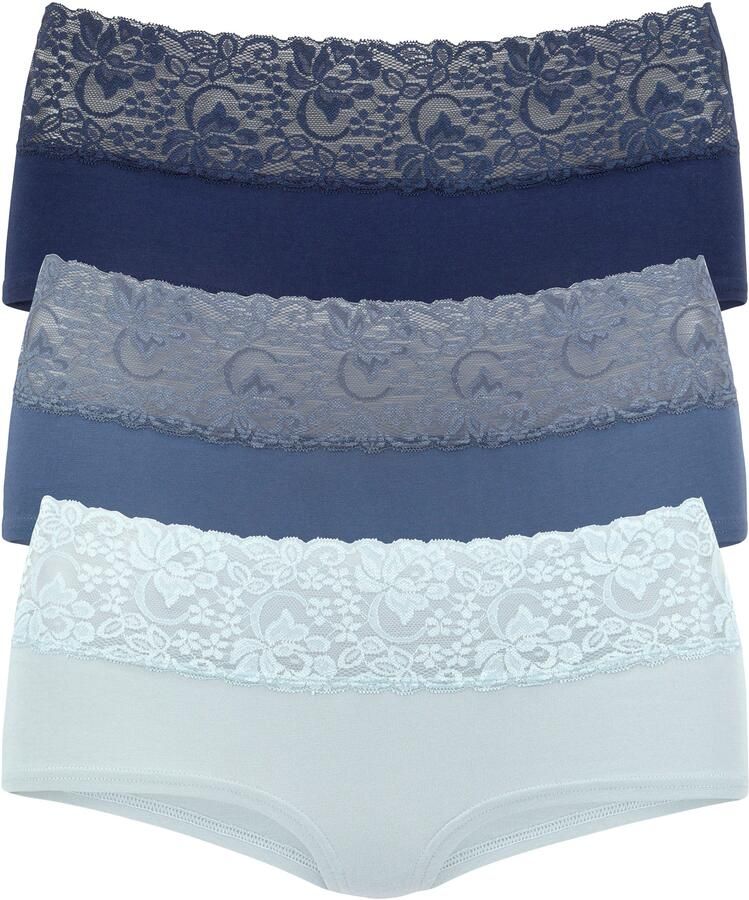 Vivance Hipster van elastische katoen met florale kant (3 stuks) - Foto 5