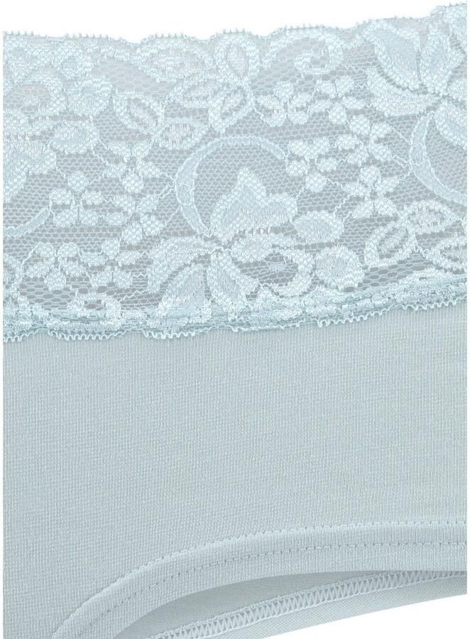 Vivance Hipster van elastische katoen met florale kant (3 stuks)