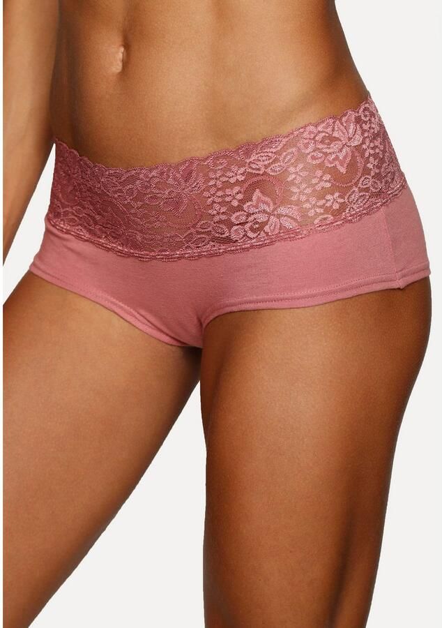 Vivance Hipster van elastische katoen met florale kant (3 stuks) - Foto 2