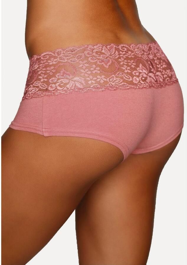 Vivance Hipster van elastische katoen met florale kant (3 stuks) - Foto 3