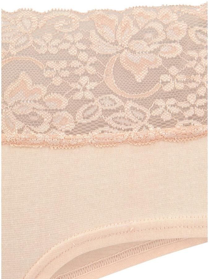 Vivance Hipster van elastische katoen met florale kant (3 stuks)