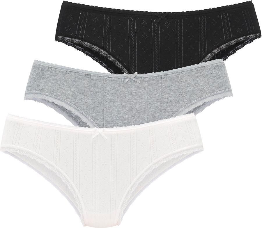 Vivance Jazzpants van zacht pointelle-breisel met kant (Set van 3) - Foto 4