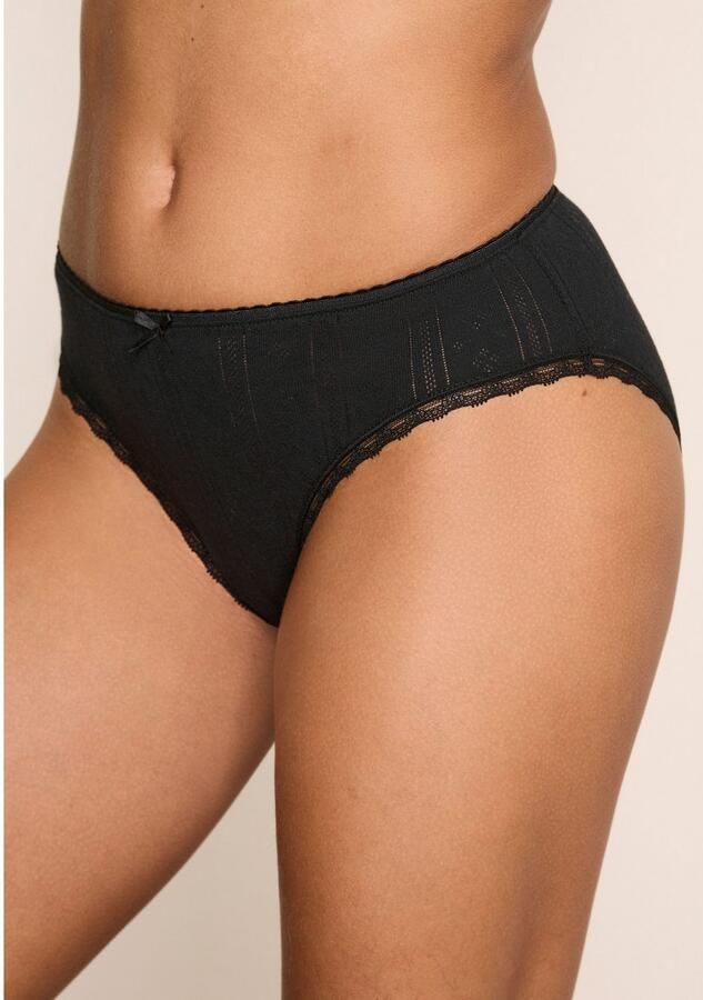 Vivance Jazzpants van zacht pointelle-breisel met kant (Set van 3)