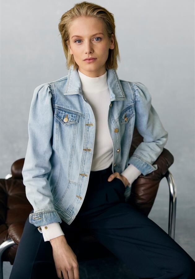 Vivance Jeansjack met pofmouwen en knopen decoratieve zakken denim - Foto 7