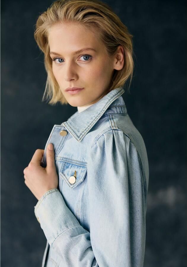 Vivance Jeansjack met pofmouwen en knopen decoratieve zakken denim - Foto 6