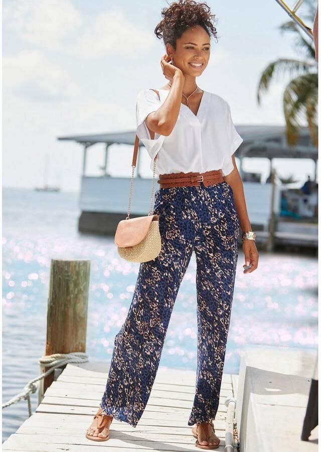 Vivance Jerseybroek met alloverprint comfortabele zomerbroek in wijde pasvorm strandbroek - Foto 2