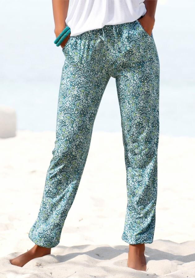 Vivance Jerseybroek met bloemenprint en zakken elastische tailleband strandbroek - Foto 6