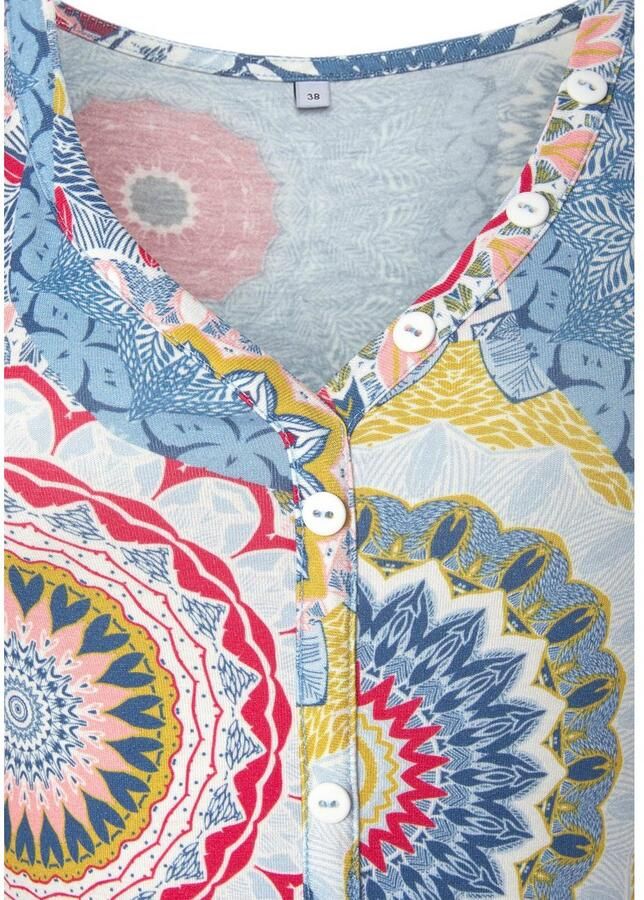 Vivance Jerseyjurk met all-over print en v-hals kleurrijke zomerjurk