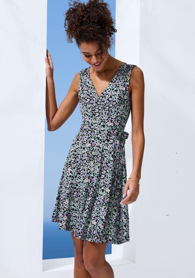 Vivance Jerseyjurk met alloverprint en strikband wikkeljurk zomerjurk - Foto 5