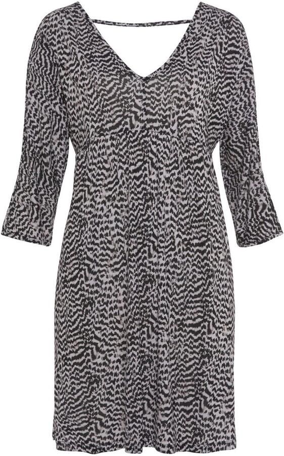 Vivance Jerseyjurk met animal print en v-hals 3 4 mouwen zomerjurk strandjurk - Foto 4