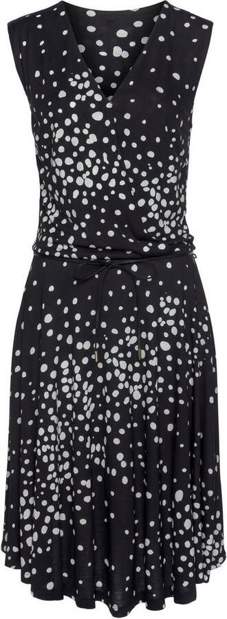 Vivance Jerseyjurk met stippenprint en v-hals elegante zomerjurk (Met een bindceintuur)